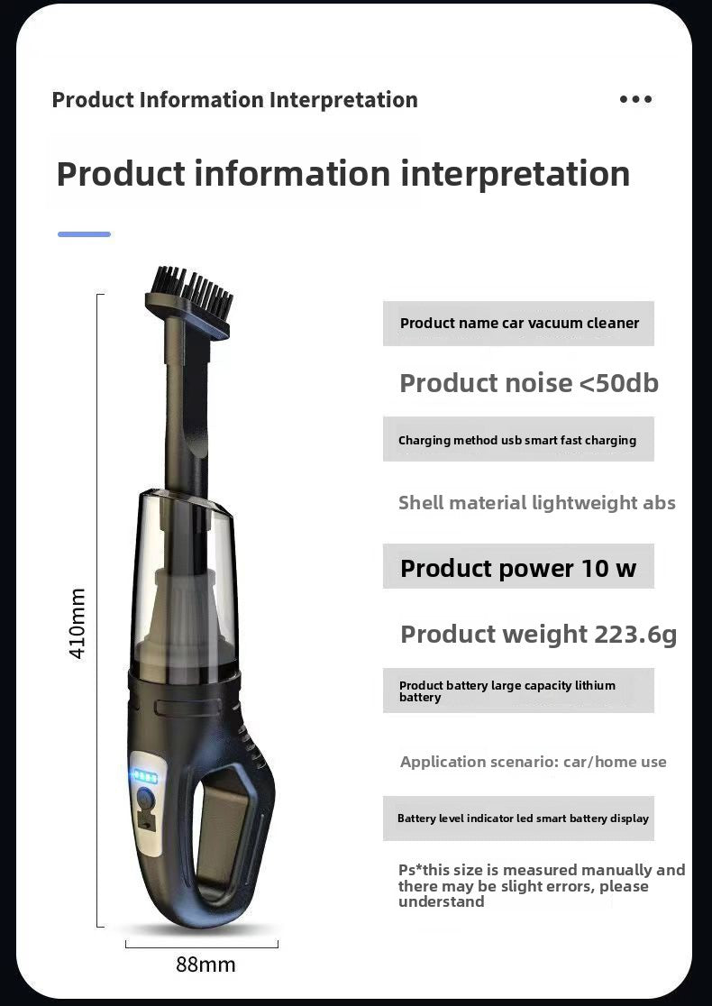 Handheld Cordless Car Vacuum Cleaner ? Portable High-Power Rechargeable Mini Vacuum