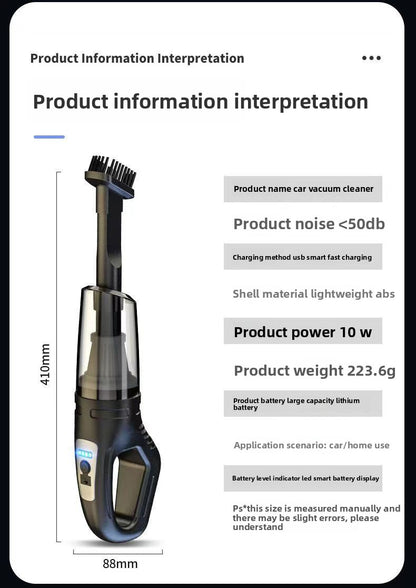 Handheld Cordless Car Vacuum Cleaner ? Portable High-Power Rechargeable Mini Vacuum